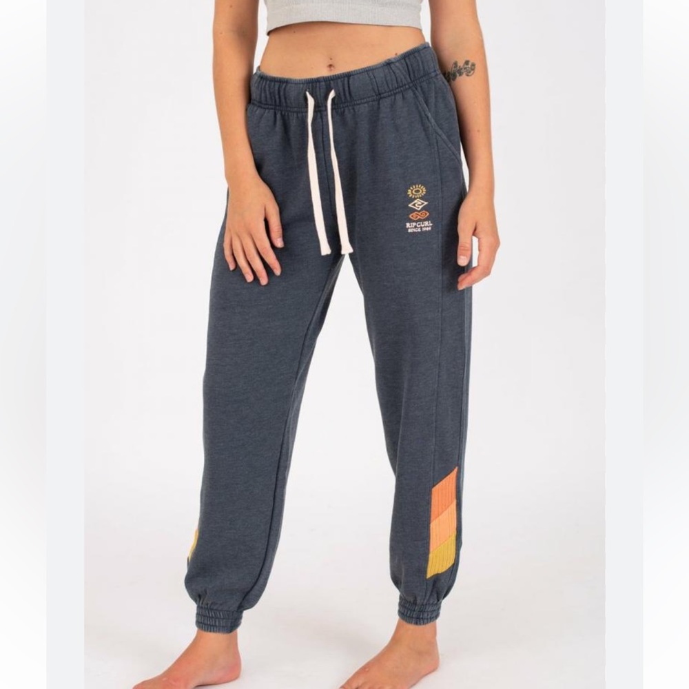 Rip Curl Blue Track Pants with Orange Accents